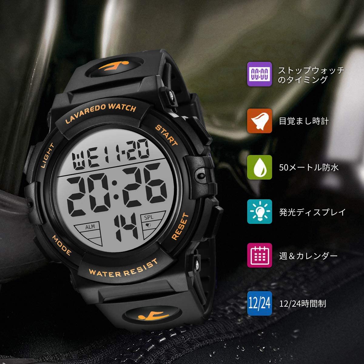 L LAVAREDO Mens Digital Watch - Sports Military Watches Waterproof Outdoor Chronograph Military Wrist Watches for Men with LED Back Ligh/Alarm/Date - Image 2